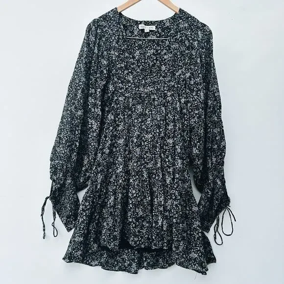 Shona Joy Denise Pintuck Babydoll Mini Balloon Puff Sleeve Short Floral Dress 10 - Picture 3 of 16